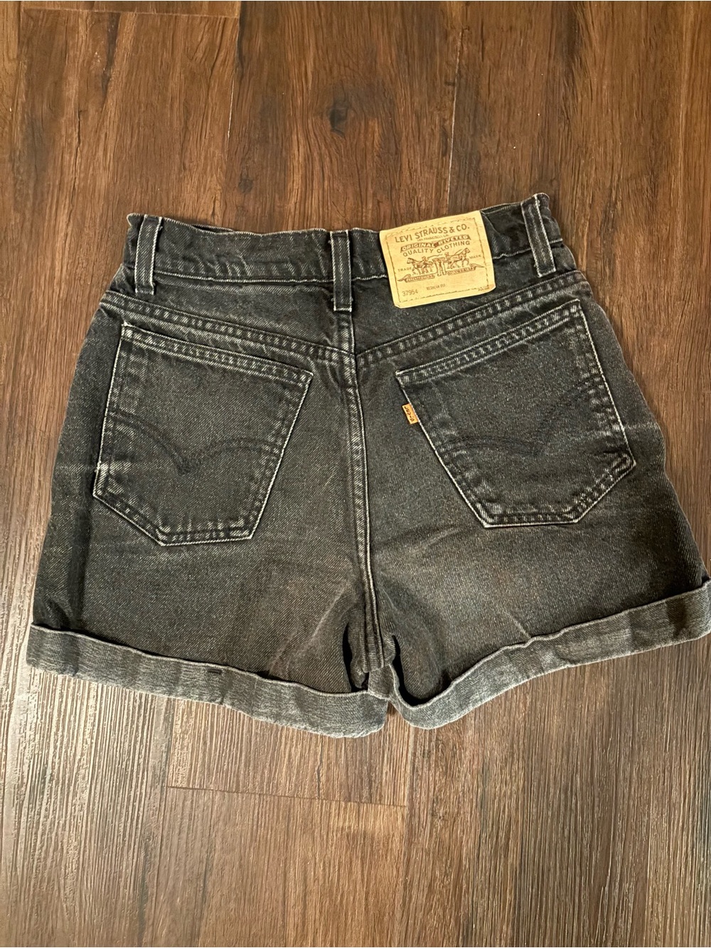 Vintage Levi's Women's Washed Black High-Rise Denim Shorts